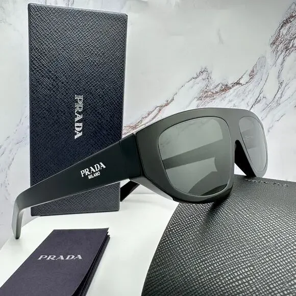 New PRADA Sunglasses Black Gray Lens 57-13-140 Authentic Prada - Picture 5 of 16